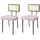Mendler 2er-Set Esszimmerstuhl HWC-K88, Lehnstuhl Stuhl, Holz Poly-Rattan Metall Bouclé - Stoff/Textil rosa