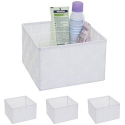 4er-Set Aufbewahrungskorb MCW-C37, Dekokorb Korb Körbchen Aufbewahrung Regalkorb Deko 12x19x19cm ~ weiß