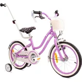 Sun Baby Mädchenfahrrad 16 Zoll Glocke Zusatzräder Schubstange, Heart Bike violett