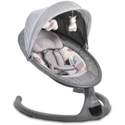 Cangaroo Babywippe iSwing, Musikfunktion, Timer, Fernbedienung, Aluminiumrahmen grau