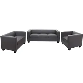 MCW 3-2-1 Couchgarnitur Lille ~ Kunstleder, dunkelgrau
