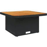 vidaXL Gartentisch Schwarz 80x80x71 cm Poly Rattan und Akazienholz