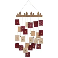 Rayher Adventskalender Set mit Holzleiste und 24 Säckchen rot/beige 44 x 95 cm 46656999