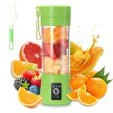 Mixer Smoothie Maker, Elektrischer USB-Entsafter Mixer, Tragbarer Mini-Mixer für Shakes und Smoothies, Saft, 380 ml, Sechs Klingen Ideal zum Mischen (Grun)
