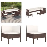 vidaXL 9 tlg. Garten Lounge Set mit Auflagen Poly Rattan Braun - Garten-Sofagarnitur - Garten-Sofagarnituren - Gartensofa-Set - Gartensofa-Sets - Braun