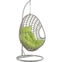 Beliani Polyrattan mit Gestell Stahl beige Eiform Kissen grün Boho Arpino