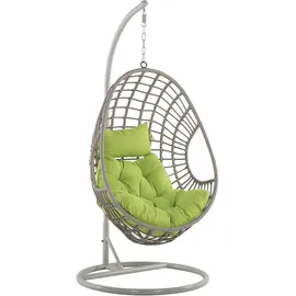Beliani Polyrattan mit Gestell Stahl beige Eiform Kissen grün Boho Arpino
