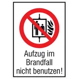 SafetyMarking® Verbotsschild Aufzug im Brandfall nicht benutzen 13,1 x 18,5 cm
