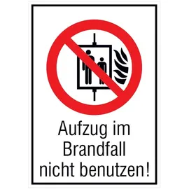 SafetyMarking® Verbotsschild Aufzug im Brandfall nicht benutzen 13,1 x 18,5 cm