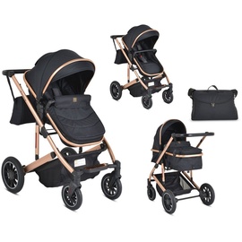 Moni Kombikinderwagen 2 in 1 Thira Babywanne, umbaubar, Sportsitz, Fußabdeckung schwarz