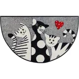 Wash+Dry Fußmatte Round Cat Trio 50x85cm grau, innen und außen, waschbar