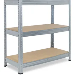 shelfplaza PRO Schwerlastregal 90x100x45 cm in verzinkt mit 3 Böden und 200 kg Traglast pro Boden