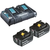 Makita 2x BL1850B Akku 5,0 Ah 18 V Li-Ion + DC18RD Doppelschnellladegerät