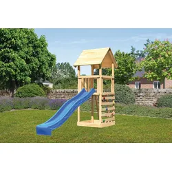 Akubi Kinderspielturm Lotti inkl. Kletterwand und Rutsche blau