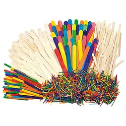 Holz-Stäbchen, natur und bunt, 1.200 Teile