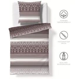 FLEURESSE Aspen Gestreift/Braun 135 x 200 cm + 2 x 80 x 80 cm