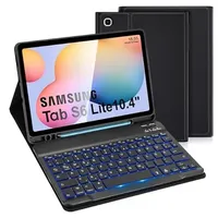 SOPPY Samsung Galaxy Tab S6 Lite Hülle mit Tastatur, Kabellose 7-Farbige Beleuchtung Tastatur Hülle Schutzhülle für Tab S6 Lite 10,4“ 2020/2022(SM-P610/P615/P613/P619)- Deutsches QWERTZ, Schwarz