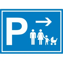 HB-Druck Eltern Kinderwagen Parkplatz Aufkleber mit Richtungspfeil rechts waagerecht A7 (74x105mm)