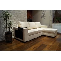 Ecru Rindsleder Ecksofa Echtleder Sofa Couch mit Schlaf Funktion Echtes Leder