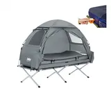 SoBuy 4in1-Zelt mit Campingliege Metall Oxford-Nylon Grau OGS32-HG