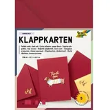 Folia Klappkarten/Doppelkarten für Einladungen, Glückwunsch- oder Grußkarten, 10,5x15cm, dunkelrot, 5 Karten + Kuverts + Einlagen