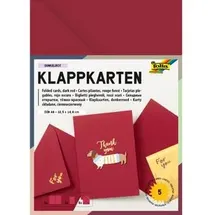 Folia Klappkarten/Doppelkarten für Einladungen, Glückwunsch- oder Grußkarten, 10,5x15cm, dunkelrot, 5 Karten + Kuverts + Einlagen