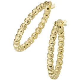 Smart Jewel Paar Creolen SMART JEWEL "mit diamantierter Oberfläche, Silber 925" Gr. 3,5, gold, Ohrringe, Damen, 3,5cm, Silber 925 (Sterlingsilber)