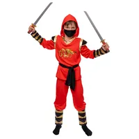 Magicoo goldener Drache Ninja Kostüm Kinder Jungen rot gold - Fasching Kinder Ninja Kostüm für Kind Ninjakostüm (S)