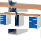 PROREGAL Werkbank Serie 7000 - Modell 7510 | HxBxT 84x300x70cm | 8x Schublade + 1x Schrank inkl. SchPROREGALbstock | Schubladenmaße 8x180mm