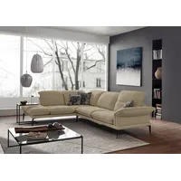 W.SCHILLIG Ecksofa sherry, Designsofa mit tollem Sitzkomfort, elegant und zeitlos, L-Form, mit Kopfstützenverstellung, Winkelfüße in Schwarz, Breite 302 cm beige