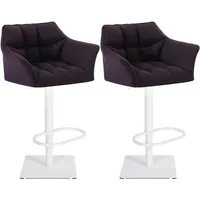 CLP 2er Set Barhocker Damaso Stoff weiß/lila