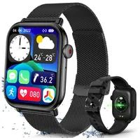 BRAIDOL Smartwatch,Fitness Tracker Uhr für Damen Herren mit Telefonfunktion Smartwatch (5 cm/1,96" HD Voll Touchscreen Zoll) IP67 Wasserdicht Fitness Uhr, 2 Austauschbare Armbänder, Frauengesundheit,Schlaftracking, Kalorienverbrauch schwarz
