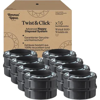 Tommee Tippee Twist & Click Advanced Windelbehälter, Original-Nachfüllkassetten, exklusive 16er-Packung, für einfaches Nachfüllen und ein tolles Preis-Leistungs-Verhältnis (Verpackung kann variieren)