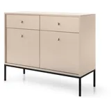 Masseno Kommode, Beige, Schwarz, Holzwerkstoff, 2 Schubladen, 104x83x39 cm, Wohnzimmer, Kommoden & Sideboards, Kommoden