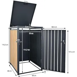 ML-Design Mülltonnenbox für 1 Tonne 240L 68x80x116,3 cm Anthrazit-Lärchenoptik