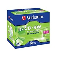 Verbatim-crw16jc – Blank CDs (CD-RW, 700 MB, 10 PC (S), 80 Min, 12 x, Jewelcase)