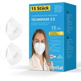 TechniSat TECHNIMASK 2.0 - FFP2 Maske (5-lagige Gesichtsmaske mit hochwertigem Vlies, Mund- und Nasen-Bedeckung, dermatologisch getestet, Made in Germany) 15 Stück... (3 Polybeutel 5 Stück)