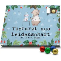 Mr. & Mrs. Panda Schoko Adventskalender Tierarzt Leidenschaft - Blau Pastell - Geschenk, Rente, Arbeitskollege, Schokoladen Adventskalender, Dankes... - Blau