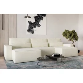 moeblo Wohnlandschaft DENVER U MINI , aus Cord, Couch Cord für Wohnzimmer Schlafsofa Sofagarnitur Sofa Eckcouch U-Form Cordstoff, Eckcouch Wohnlan... - Weiß