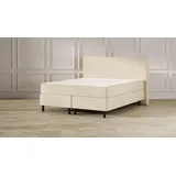 Emma Classic Boxspringbett Comfort - beige - 160x200 cm - Kopfteil Klassisch - Schwarze Füße