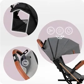 MOMI ESTELLE Buggy Dunkelgrau leicht, kompakt – verstellbares Verdeck - Schwarz, Gold, Grau