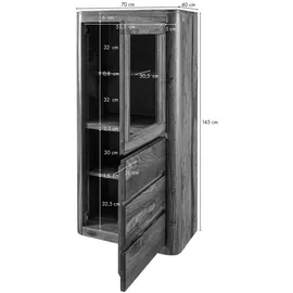 MASSIVMOEBEL24.DE Vitrine Toronto 70 x 40 x 145 cm Rot-braun