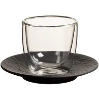 Villeroy & Boch Manufacture Rock Espressoglas mit Untertasse 60 ml schwarz
