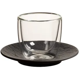 Villeroy & Boch Manufacture Rock Espressoglas mit Untertasse 60 ml schwarz