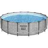 BESTWAY Steel Pro Max Frame Pool Set 488 x 122 cm steinwandoptik inkl. Filterpumpe