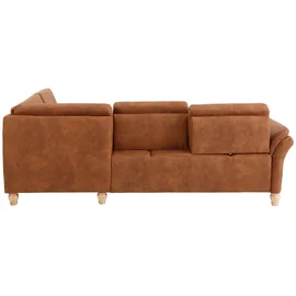 Home Affaire Ecksofa HOME AFFAIRE "Palace L-Form", braun (cognac), B:259cm H:89cm T:225cm, Struktur fein (100% Polyester);Struktur (100% Polyester);Luxus-Microfaser Lederoptik (100% Polyester), Sofas, Ecksofa, incl.