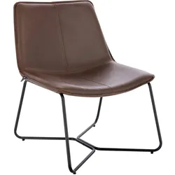 SVITA RON Loungesessel Cocktailsessel Clubsessel ohne Armlehnen Metall-Gestell Leder-Optik Braun