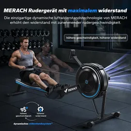 Merach Klappbares Luftwiderstands-Rudergerät Schwarz