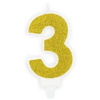 Partydeco Geburtstagskerze Zahl 3 7 cm Gold