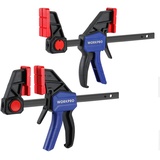 WORKPRO Profi Einhandzwingen Set 2 Stück mit 136kg Spannkraft, Spannweite 150mm Dehnbereich 175mm - 335mm, Schraubzwingen Spanner aus Stahl und Nylon für präzises Fixieren